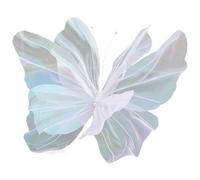 Papillons en fil de soie, papillon de gaze géant de 50 cm / 20 pouces pour décoration de mariage, bricolage Decorative Butterfly Crafts For Photography Shopping Mall Décorations de mariage (blanc)