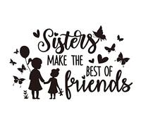 Papillons et filles - texte stickers muraux - pour salon chambre à coucher, Chambre d'enfant, jardin d'enfants et autres lieux - vinyle amovible stickers muraux - noir 75 * 39cm
