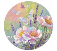 Papillons et Fleurs 1000 Pièces Puzzle Circulaire Jeu Insectes Difficile Impossible Cadeau Unique pour Adultes Et Enfants 1000pcs (67.5x67.5cm)