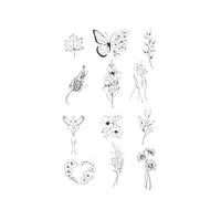 Papillons et fleurs, autocollants de tatouage temporaires, faux tatouages semi-permanents for les bras