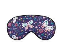 Papillons et fleurs masque de sommeil couverture de nuit pour les yeux pour femmes hommes BlockLight pour avion voyage sieste sangle réglable