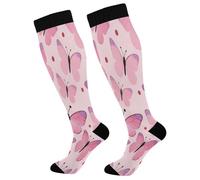 Papillons Et Papillons Roses Chaussettes De Voyage 50Cm Randonnée Chaussettes De Compression Sport Bas De Contention Pour Varices Infirmiers Fitness Maternit