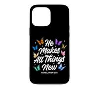 Papillons « He Makes All Things New Revelation Bible Verse » Coque pour iPhone 13 Pro Max