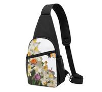 Papillons Narcisse Fleurs Imprimés Sling Sacs à Dos Casual Bandoulière Sac à Bandoulière Sac Poitrine Sac à Dos pour Homme Femme, Noir , Taille unique, Sac à dos décontracté