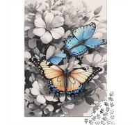 Papillons Parmi Les Fleurs Puzzle 1000 Pièces pour Joueurs Adultes, Papier Recyclé Solide, Décoration Intérieure, Art Mural, Cadeau Adultes, Plaisir W nd 52x38cm/1000pcs