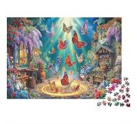 Papillons Puzzle 1000 Pièces Loisirs Personnels, Carton Recyclé Premium,Red Papillon Garden Décoration Intérieure, Art Mural, Cadeau Pâques, Jeu Éduchatif 52x38cm/1000pcs