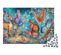 Papillons Puzzle 1000 Pièces Passionnés, Carton Recyclé Solide,Monarch Papillon Garden Décoration Intérieure, Art Mural, Cadeau Amis, Puzzle Vacances Indoor 70x50cm/1000pcs