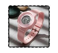 PAPIO® Montre numérique pour enfants garçons et filles | Affichage LED | Alarme, chronomètre et date | Bouton lumineux | Bracelet en silicone | Résistante à l'eau, rose