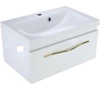 paplinskimoebel Armoire de Salle de Bain avec lavabo 60 x 40 x 30cm Set de Meuble Salle de Bain Merida avec tiroir, Haute Brillance, Armoire Murale Glamour Style (Fonte minérale - lavabo, Blanc)