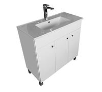 paplinskimoebel - Badezimmermöbel mit Waschbecken 80 cm IGA Spüle, Badezimmermöbel, Waschbecken, Spüle Auf Füßen, Sallis - weiße Möbel Unter dem Waschbecken