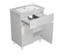 paplinskimoebel - Lavabo avec Meuble Ariza 60 cm de Large, Lavabo avec Meuble sous Vasque avec 2 Portes, Ensemble de Meubles de Salle de Bains - Blanc Mat/Blanc Brillant Front