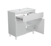 paplinskimoebel - Lavabo avec Meuble Ariza 80 cm de Large, Lavabo avec Meuble sous Vasque avec 2 Portes, Ensemble de Meubles de Salle de Bains - Blanc Mat/Blanc Brillant Front
