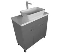 paplinskimoebel - Meuble Salle de Bain 80 cm IGA Sink, Lavabo Salle de Bain avec Meuble Complet, Vasque a Poser Lavabo, Evier Toilette - Lave Main Autonome Graphite