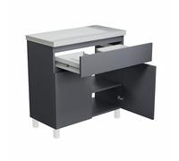 paplinskimoebel Meuble Salle de Bain Ariza Top avec Plan Bois pour Vasque à Poser | Tiroir avec Emplacement Syphon | Suspendu ou sur Pieds |Gris Mat - 80 cm