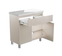 paplinskimoebel - Meuble Vasque Ariza Top, Mural ou sur Pied, 80 cm de Large, sans Vasque, avec tiroir, pour vasques à Poser - Cachemire Mat, Beige