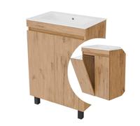 paplinskimoebel Ribera Lavabo avec meuble bas, à suspendre ou à poser, meuble bas pour salle de bain, panier à linge, armoire à linge, étagères supplémentaires (chêne Lancelot, 60)