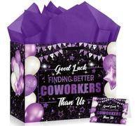 Papmiunm Farewell Going Away Sac cadeau de fête « Good Luck Finding Better Coworkers Than Us » Sacs cadeaux et papier cadeau Fournitures de décoration (violet noir)