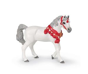 Papo - Figurine Cheval Arabe Blanc en Tenue De Parade Réaliste - 3 Ans + - Collection Chevaux Poneys - Jeu Créatif Monde Équestre - Idée Cadeau Jouet Fille Garçon