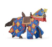Papo -Figurine Peinte A La Main -Médiéval - Fantastique -Cheval bleu fleur de lys-39787-À Collectionner-Pour Enfants - Filles et Garçons - A Partir de 3 Ans