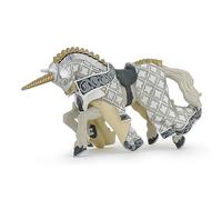 Figurine Papo cheval du Maître des armes licorne argentée G
