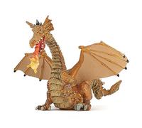 Papo - Figurine Dragon doré avec flamme - Dès 3 ans - Collection Monde Enchanté - Gardien du château dans les nuages - 15 cm - Peint à la main - Jouet fantaisie en forme de château