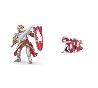 Papo-Lot de 2 Figurines - Collection Médieval - Fantastique - Chevalier Griffon + Cheval du Chevalier Griffon