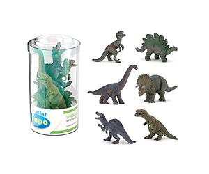 Papo- Mini Plus Dinosaures Lot 1 (Tube, 6 pcs) Figurines, 33018, Multicolore