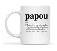 Papou Definition Tasse à café, tasse définie par Papou, idée cadeau d'anniversaire amusante pour grand-père grec, cadeau de fête des pères, grand-père, blanc, 325 ml