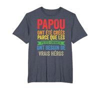 Papou Ont été créés Parce Que Les Petits-Enfants Papy Papi T-Shirt, Homme Grandes Tailles, Bleu Chiné, 2X Tall