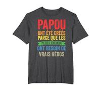 Papou Ont été créés Parce Que Les Petits-Enfants Papy Papi T-Shirt, Homme Grandes Tailles, Chiné Foncé, 2X Tall