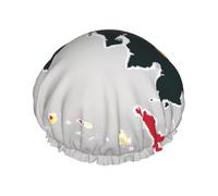 Papouasie-Nouvelle-Guinée Drapeau Map01 Bonnet de douche réutilisable Grand bonnet de douche Hommes Séchage rapide Soin des cheveux longs courts Enfants Bain