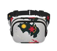 Papouasie-Nouvelle-Guinée drapeau map01 imprimé mignon grand sac banane noir pour femme sac banane en nylon tendance, noir, One Size