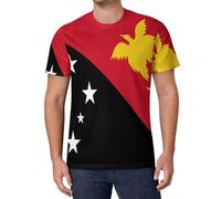 Papouasie-Nouvelle-Guinée T-Shirt Impression en 3D Drapeau National Manche Courte Col Rond Loose Sport Casual Respirant Séchage Rapide Tee Maillot pour Adultes,Papouasie-Nouvelle-Guinée