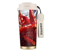 Paprika Tasse à café isotherme en acier inoxydable 316 avec imprimé éclaboussures d'eau, garde au chaud et au froid