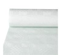 PAPSTAR 1 x Nappe damassée 50 m x 0,8 m blanc (nappe de table jetable - nappe en papier intisse)