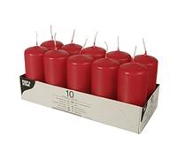 PAPSTAR 10 bougies piliers Ø 40 mm · 90 mm Rouge - 17918