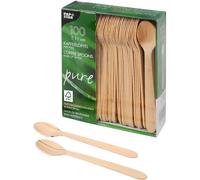 PAPSTAR 100 Cuillères à café en bois ® "pure" 11 cm | Plateau en carton (100 pièces)