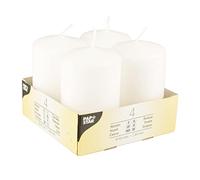 Papstar Bougies cylindriques 10483 – Lot de 4 blanches (80 mm, 100 mm, 117,8 g)