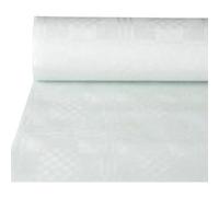 Papstar 12545 Nappe en Papier avec Impression Damas - Blanc, 50 x 0,8 m