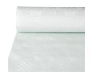 Papstar 12545 Nappe en Papier avec Impression Damas - Blanc, 50 x 0,8 m