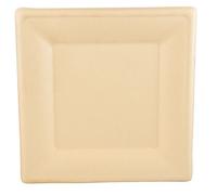 Papstar 50 Assiettes carrées en Canne à Sucre 26 cm x 26 cm Naturel 86291 Canne à Sucre, Assiettes jetables jetable qualité supérieure