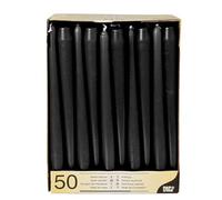 PAPSTAR 50 Bougies chandelles, Ø 2,2 cm, Longueur 25 cm, Noir