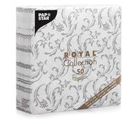 'Papstar 50 Serviettes Royal Collection Pliage 1/4 40 cm x 40 cm Gris damascato, # 85005