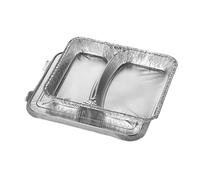 Papstar - 6 x 50 Plat en aluminium, avec couvercle 2 compartiments 830 ml 3 cm x 17,7 cm x 22,5 cm