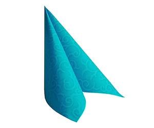 PAPSTAR, #84887 Lot de 50 Serviettes « Royal Collection » - Pliées 1/4-40 x 40 cm - Turquoise « Casali »