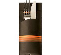 PAPSTAR 86704 PAPSTAR Pochette à serviettes "Stripes", noir / orange