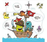 PAPSTAR 88610 Lot de 20 serviettes en papier 3 plis Pliage 1/4 33 x 33 cm Pirate Crew Serviettes décoratives pour anniversaire