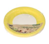 Papstar Assiette en carton ronde jaune D:23cm