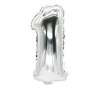 PAPSTAR Ballon en plastique "Chiffres" 350 x 200 mm Chiffre : 1 argenté