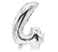PAPSTAR Ballon en plastique "Chiffres" 350 x 200 mm Chiffre : 4 argenté